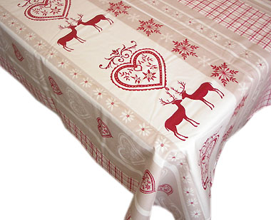 French coated tablecloth (Chambery , raw-red)